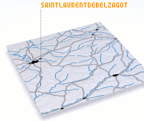 3d view of Saint-Laurent-de-Belzagot