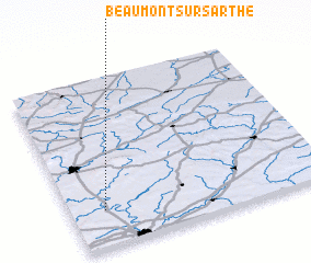 3d view of Beaumont-sur-Sarthe