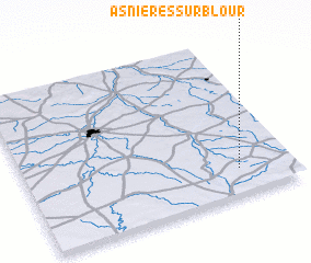 3d view of Asnières-sur-Blour