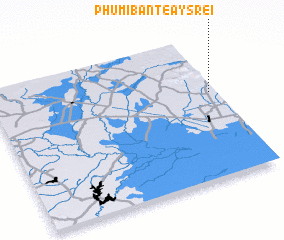 3d view of Phumĭ Bântéay Srei