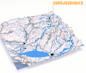 3d view of Gornje Grudice