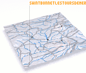 3d view of Saint-Bonnet-les-Tours-de-Merle