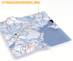 3d view of Synoikismós Pikrolímni