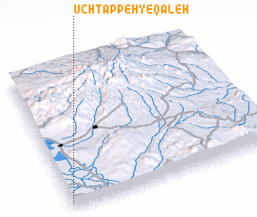 3d view of Ūch Tappeh-ye Qal‘eh