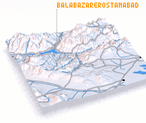 3d view of Bālā Bāzār-e Rostamābād