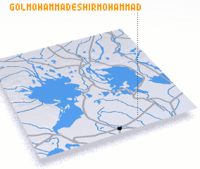 3d view of Gol Moḩammad-e Shīr Moḩammad