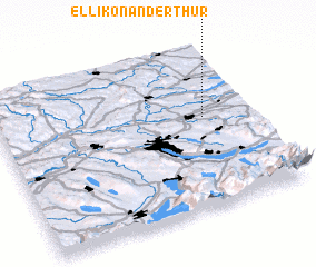 3d view of Ellikon an der Thur