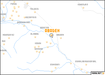 map of Ābādeh