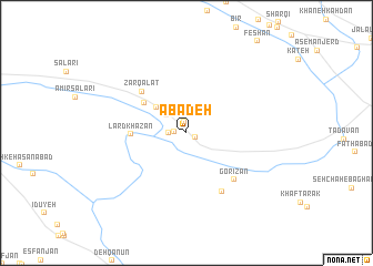 map of Ābādeh