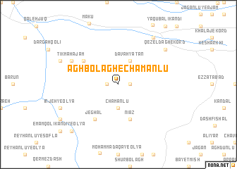 map of Āghbolāgh-e Chamanlū