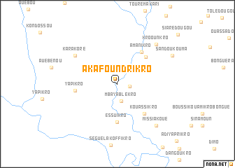 map of Akafou-Ndrikro