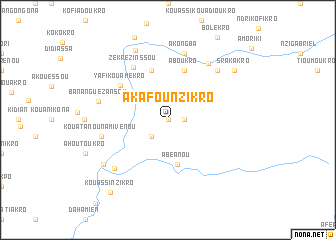 map of Akafou-Nzikro