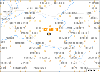 map of Akmeniai