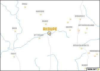map of Akoupé