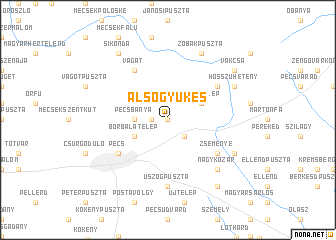 map of Alsógyükés