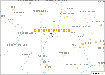 map of Amīnābād-e Sangān