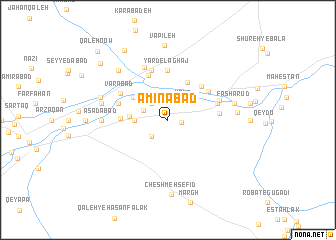 map of Amīnābād