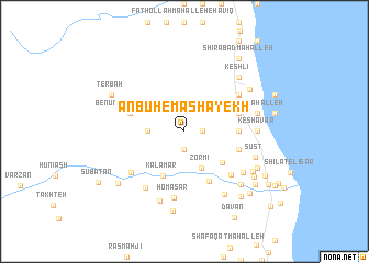 map of Anbūh-e Mashāyekh