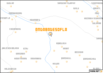 map of Andābād-e Soflá