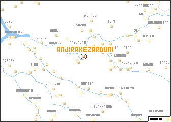 map of Anjīrak-e Zardūnī