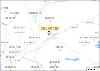 map of Anykščiai