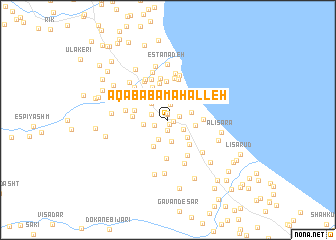 map of Āqābābā Maḩalleh