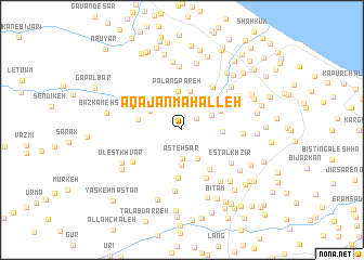 map of Āqājān Maḩalleh