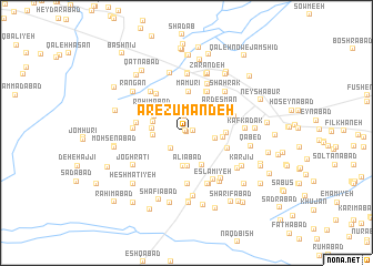 map of Ārezūmandeh