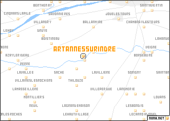 map of Artannes-sur-Indre