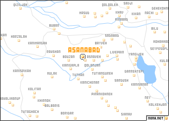 map of Āsanābād