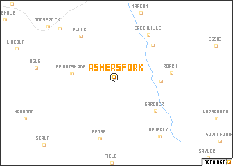 map of Ashers Fork