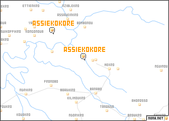 map of Assié-Kokore