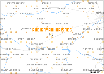 map of Aubigny-aux-Kaisnes