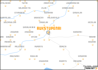 map of Aukštupėnai