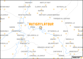 map of Autigny-la-Tour