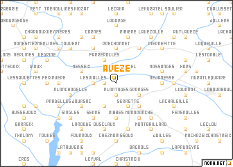 map of Avèze