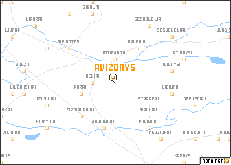 map of Avižonys