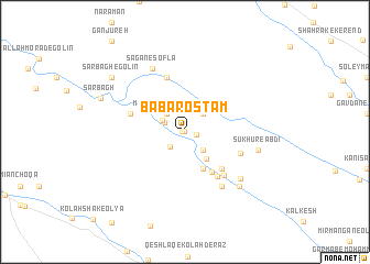 map of Bābā Rostam