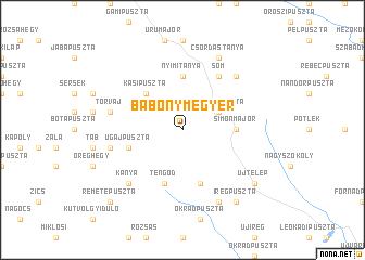 map of Bábonymegyer