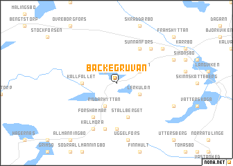 map of Bäckegruvan