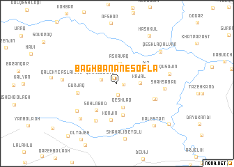 map of Bāghbānān-e Soflá