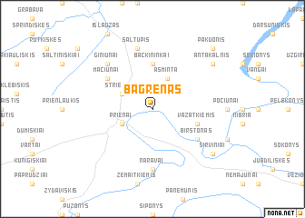 map of Bagrėnas