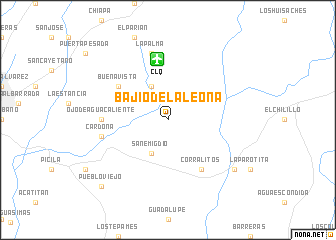 map of Bajío de la Leona