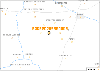 map of Baker Crossroads