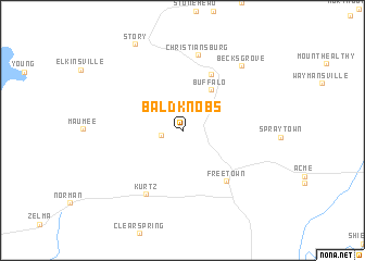 map of Bald Knobs