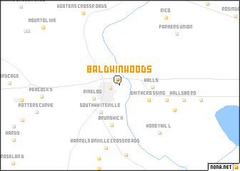 map of Baldwin Woods