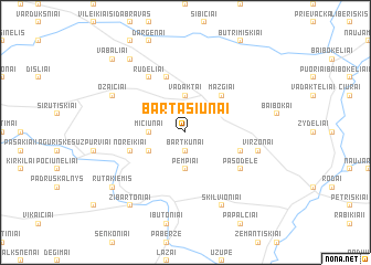 map of Bartašiūnai