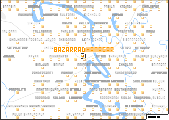 map of Bāzār Rādhānagar