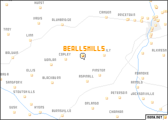 map of Bealls Mills