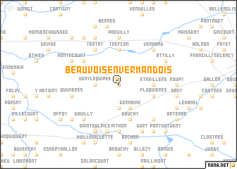 map of Beauvois-en-Vermandois